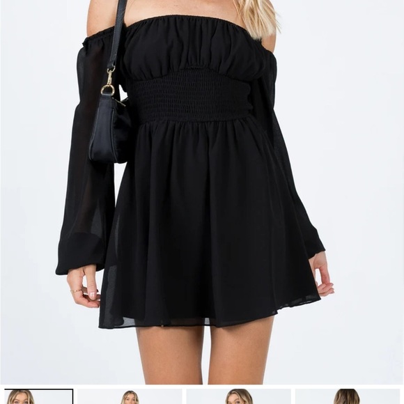 NWOT Princess Polly Black Babydoll Dress with Long Sleeves for Cocktail - Picture 2 of 12